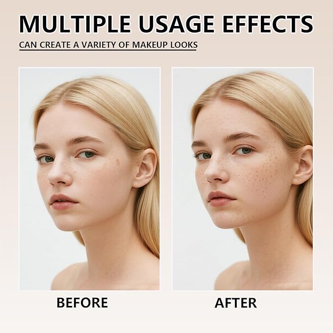 Freckle Stamp Pen, Waterproof Fake Freckles Makeup Tool, Upgrade Liquid Faux Freckles Pen, Quick-Dry, Long-Lasting, Lifelike, Natural Sunkissed Makeup, with Multi-Prong Precision Stamp Head (Light)-VivaGrace Women