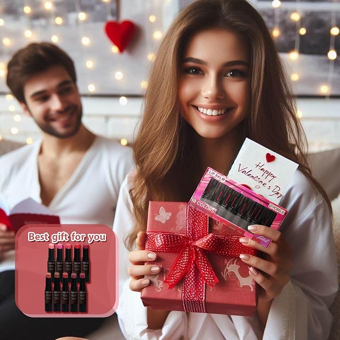 10 Pack Tinted Lip Balm Stocking Stuffers Tinted Chapstick - Moisturizing Lips - No petroleum, Chemicals, Gluten, or Phthalat-VivaGrace Women