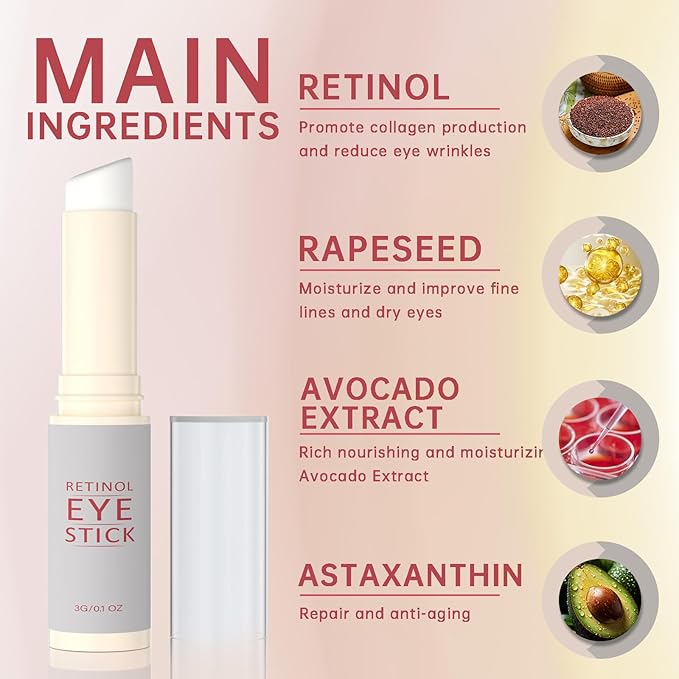 2Pcs Retinol Eye Stick, Retinol Under Eye Cream for Puffiness and Dark Circles, Hydrating Eye Cream Anti Aging for Enhanced Under Eye Nourishment.-VivaGrace Women