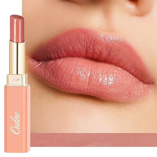 Oulac Moisturizing Shine Pink Peach Lipstick for Women - 2 in 1 Pink Peach Glossy Tinted Lip Balm, Hydrating Winter Lipstick for Dry Lips,Shine Juicy Finish Vegan 2.2g/0.07oz (G13)-VivaGrace Women