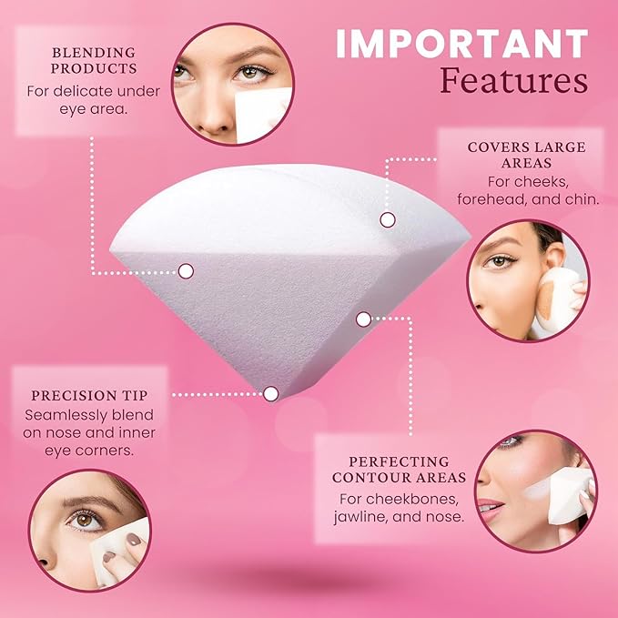 StansOut Beauty Sponge 4-Pack – Streak-Free, Airbrushed Finish | Reusable, Quick-Drying, Latex-Free | Multi-Angle Blending Sponge for Cream, Liquid & Powder | Pro Makeup Applicator-VivaGrace Women