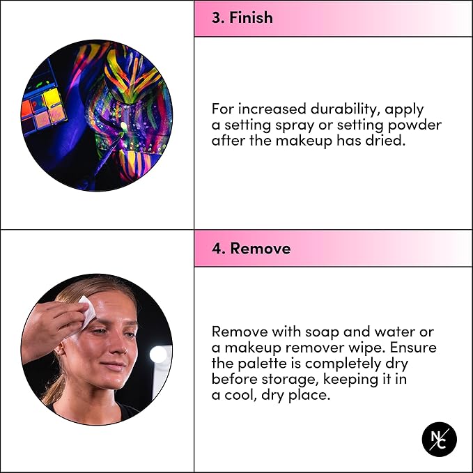 UV 12-Color Palette - Water-Activated Neon Glow Makeup for Face & Body - Fluorescent Shades for SFX, Party Makeup, Cosplay & Theatrical Performances-VivaGrace Women