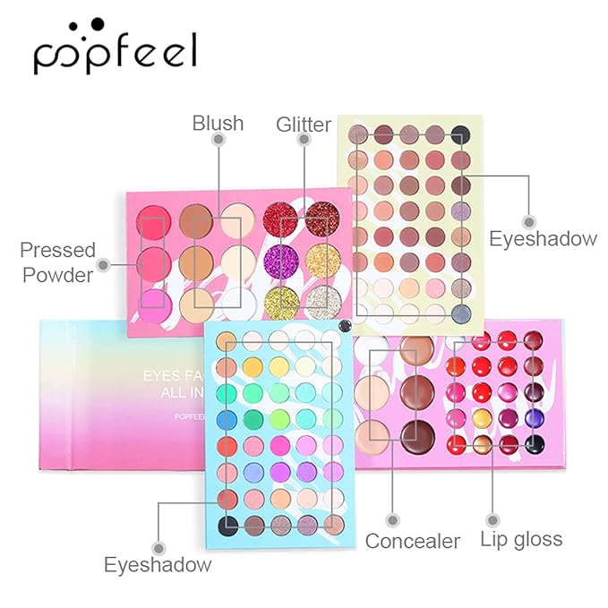 All-in-one Makeup Set Holiday Gift | Full Makeup Kit for Women Essential Starter Bundle Include Eyeshadow Palette Lipstick Blush Cream Concealer Face Powder Eyeliner Mascara Lipgloss Brush-VivaGrace Women