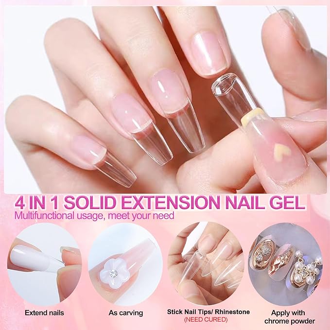 Solid Sculpture Builder Gel for Nails 2PCS, Non-Sticky Hand Solid Builder Gel, Upgrade Solid Extension Gel, 3d Sculpting Gel for Nail Art Design,Clear