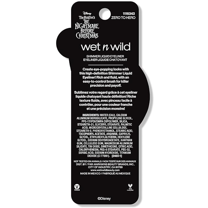 wet n wild Nightmare Before Christmas Liquid Eyeliner, Buildable Semi-Sheer Glitter Formula, Rich Pigmentation, Easy Precision Flexible Brush, Cruelty-Free - Zero to Hero