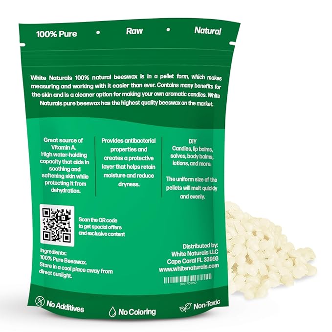 White Beeswax Pellets 8 oz, Pure, Natural, Cosmetic Grade, Bees Wax Pastilles, Triple Filtered, Great For DIY Lip Balms, Lotions, Candles By White Naturals-VivaGrace Women