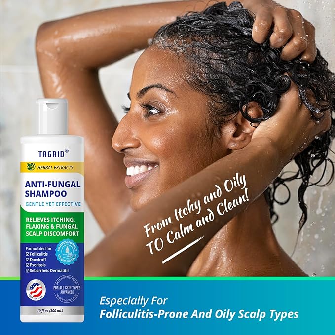 TAGRID Anti-Fungal Shampoo 300mL – Scalp Treatment for Psoriasis, Seborrheic Dermatitis, Folliculitis, Dandruff & Itchy Flaky Scalp – Soothing Plant-Based Formula for Men & Women-VivaGrace Women