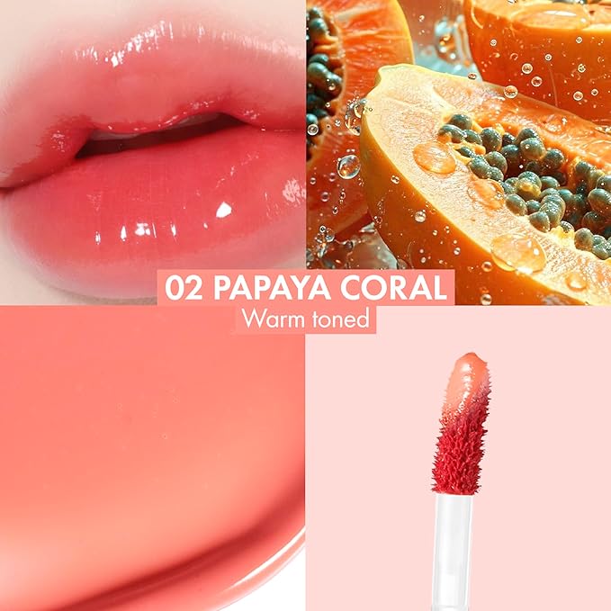 Amuse SEOUL BEBE TINT - 02 PAPAYA CORAL | 24-hour Long-lasting Lip Stain, Plumping, Hydrating, Moisturizing, No Peel Off, Lip Care, Treatment, Non Sticky, Korean Lip Tint for Dry Lips-VivaGrace Women
