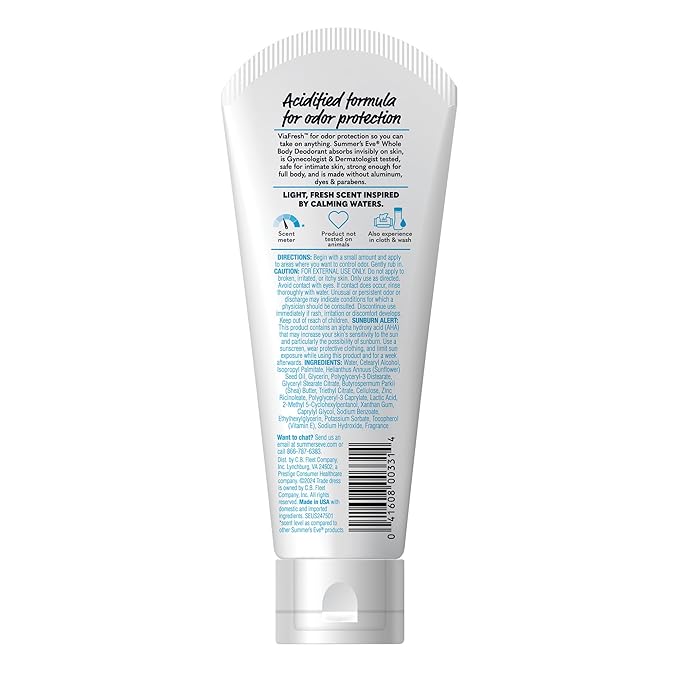 Summer's Eve, Whole Body Deodorant for Women, Ultimate Odor Control, Aluminum Free Deodorant, Fresh Scent, 3 Fl Oz-VivaGrace Women