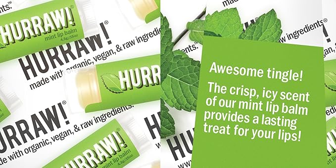 Hurraw! Mint Lip Balm, 3 Pack: Organic, Certified Vegan, Cruelty and Gluten Free. Non-GMO, 100% Natural Ingredients. Bee, Shea, Soy and Palm Free. Made in USA-VivaGrace Women