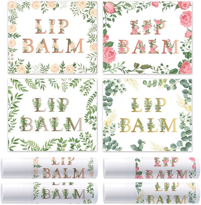 OLYCRAFT 100Pcs Self-Adhesive Lip Balm Tag Stickers 1.7x2.1 inch Waterproof Adhesive Label with Flower Patterns Rectangle Lipstick Tag Sticker for Lip Balm Container Tubes Lipstick Wrapping Decoration-VivaGrace Women
