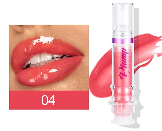 Lip Plumper 6 Colors Moisturizing Glossy Plumping Lip Gloss Long Lasting Hydrating Natural Lip Plumper for Women Girls (Color 04)-VivaGrace Women
