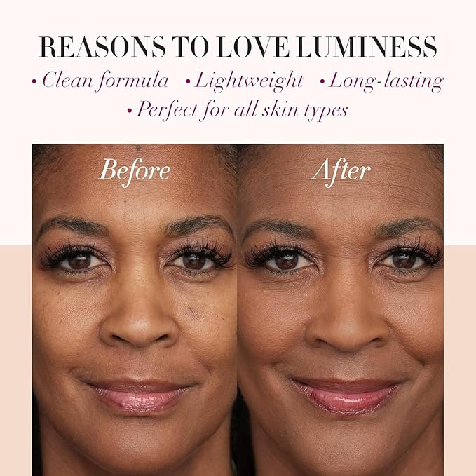 LUMINESS Silk Airbrush Spray Foundation 2-PC Kit - Foundation & Dual-Sided Angled Makeup Brush - Buildable Coverage, Anti-Aging Formula, Humidity Resistant, Hydrates & Moisturizes, Warm-VivaGrace Women