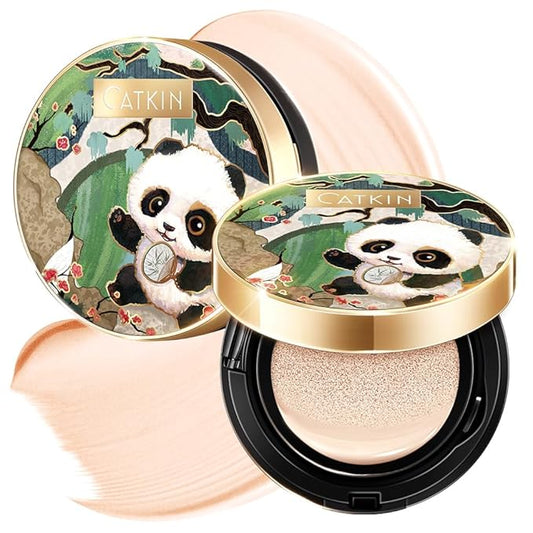 CATKIN Panda Land Full Coverage Cushion Fondation, Breathable Hydrating Nourishing Poreless Face Makeup Save for Sensitive Skin,Sheer Finish (C01 Fair)-VivaGrace Women