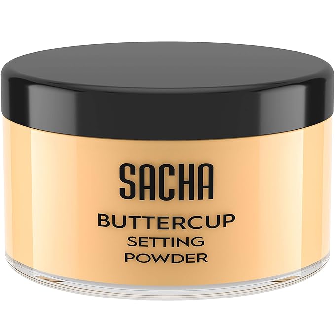 Sacha BUTTERCUP Setting Powder Makeup 1.75 Oz. Translucent Setting Powder for Oily Skin Finishing Powder Loose Powder Makeup Blurring Powder Blurs Fine Lines and Pores For Medium to Dark Skin Tones-VivaGrace Women