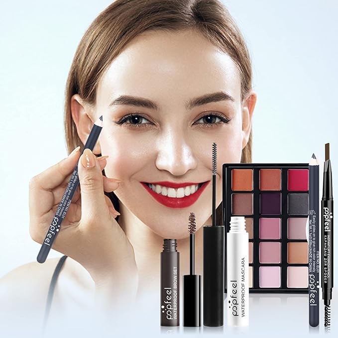 All-in-one Holiday Makeup Gift Set | Full Makeup Kit for Women Multipurpose Essential Bundle Include Eyeshadow Palette Lipstick Blush Concealer Face Powder Eyeliner Mascara Lipgloss Brush-VivaGrace Women