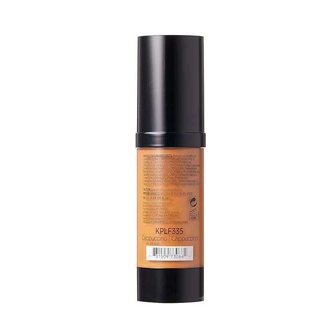Kiss New York Professional Liquid Foundation - Lightweight and Hydrating Formula, Natural Finish, Control Shine, Cover Pores, Medium to Full Coverage, Green Tea Extract (Cappuccino)-VivaGrace Women