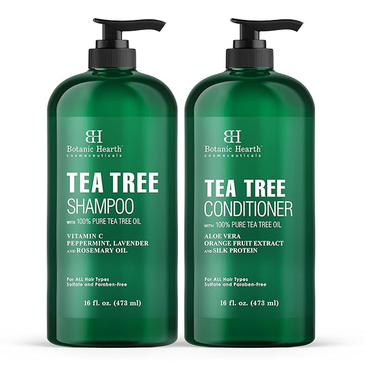 Botanic Hearth Tea Tree Shampoo And Conditioner Set | With 100% Pure Tea Tree Oil, For Itchy And Dry Scalp, Sulfate/Paraben Free | For Men And Women | 16 Fl Oz Each-VivaGrace Women
