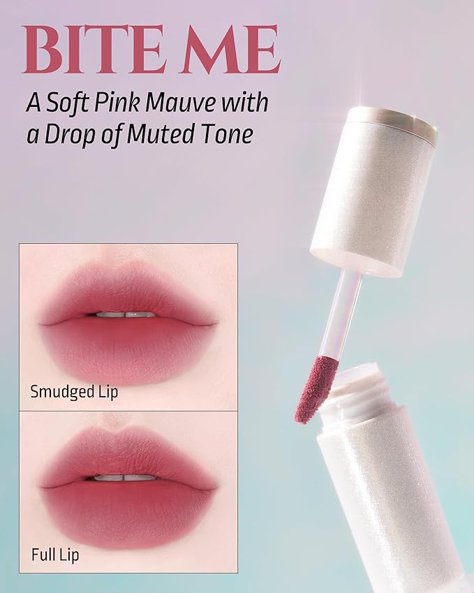 HEVVYMAKEUP Blurring Effect Lip Tint - Airy Velvet Matte Lips - Vegan, Longwear, Vibrant, Buildable Creamy Soft Texture - Korean Lip Makeup, Bite Me, 0.13 fl.oz.-VivaGrace Women