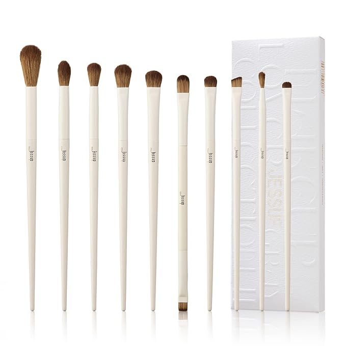 Jessup Precision Makeup Brushes 10Pcs Eye Makeup Brush Set Premium Synthetic Eyeshadow Concealer Eyeliner Eyebrow Blending Highlight Brush, Light Grey T330-VivaGrace Women