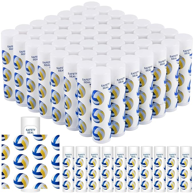 DMSKY 60 Pcs Volleyball Lip Balm Bulk, Volleyball Party Favors for Team Volleyball Gifts for Players Teen Girls Boys Sports Party Supplies-VivaGrace Women