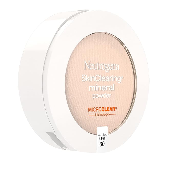 Neutrogena SkinClearing Mineral Acne-Concealing Pressed Powder Compact, Shine-Free & Oil-Absorbing Makeup with Salicylic Acid to Cover, Treat & Prevent Breakouts, Natural Beige 60,.38 oz (Pack of 2)-VivaGrace Women
