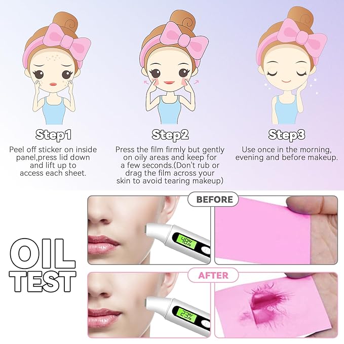 Oil Absorbing Tissues Oil Control Film, Oil Blotting Paper Same Series with Clean & Clear Oil Absorbing Facial Sheets for Oily Skin, 60 sheets Blue + 50 sheets Pink-VivaGrace Women