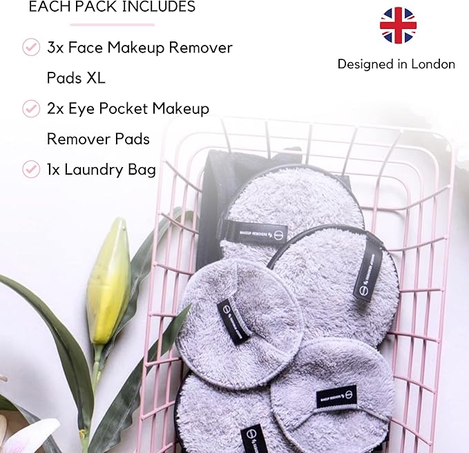 Ogato Reusable Makeup Remover Pads - 6pc Reusable Face Pads, Makeup Eraser for All Skin Types - Washable Microfiber Cloths - With Free Laundry Bag
