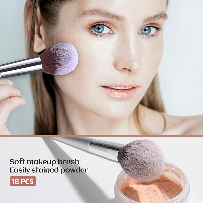 BS-MALL Makeup Brush Set 18 Pcs Premium Synthetic Foundation Powder Concealers Eye shadows Blush Makeup Brushes with black case-VivaGrace Women