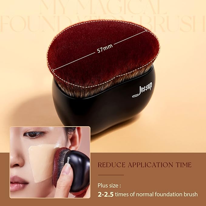 Jessup Foundation Brush Large Kabuki Makeup Brush for Face Body Blending Buffing Stippling Liquid Powder Cream Flawless with Gift Box, Black SF001-VivaGrace Women