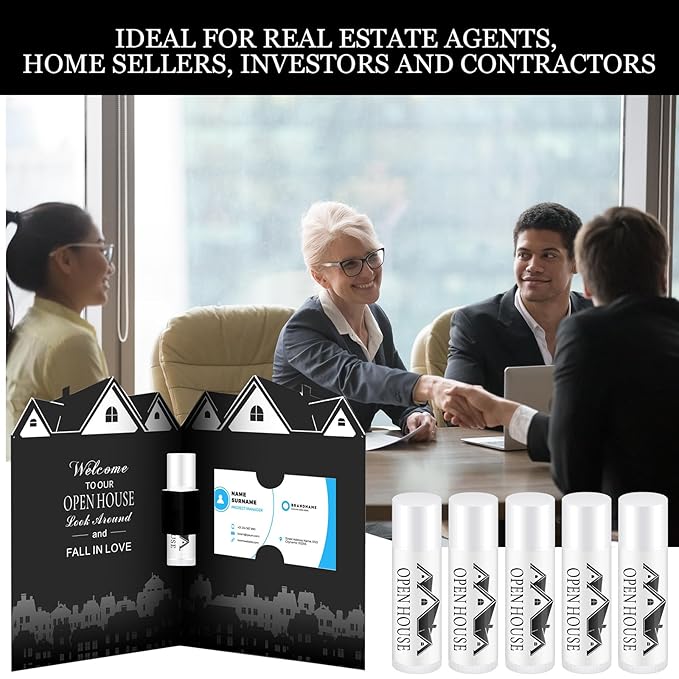 25 Pcs Open House Lip Balm with Cards Real Estate Agent Supplies Lip Moisturizer Moisturizing Lip Balm Bulk Moisturizing Lip Balm Stick for Open House Business Advertising Events-VivaGrace Women