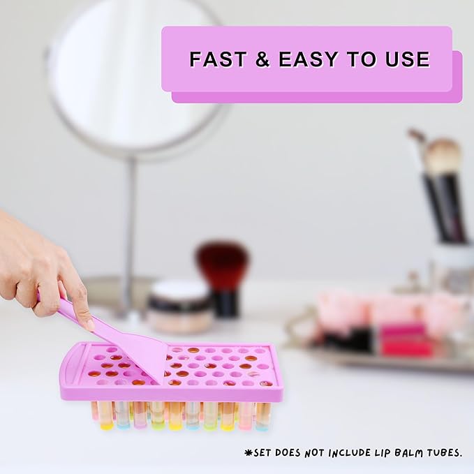 Lip Balm Filling Tray and Spatula (2 Sets) - Fast and Easy To Use - Just Pour & Spread - Instantly Fills 50 Lip Balm Containers (sold separately) - Make Your Own Natural Lip Balm Chapsticks at Home-VivaGrace Women