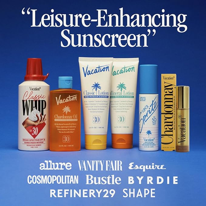 Vacation Chardonnay Lip Oil SPF 30, Sunscreen for Lips, Hydrating Lip Oil, Caramel Vanilla Flavored Lip Gloss, Clear Plumper, Non-Sticky Lip Balm with SPF 30, Vegan, 0.2 Fl. Oz.-VivaGrace Women