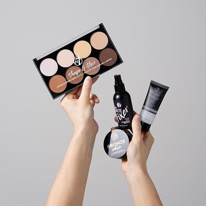 W7 Shape & Glow Makeup Set - Matte Finish - 4 Piece Set - Bronze, Contour & Secure-VivaGrace Women
