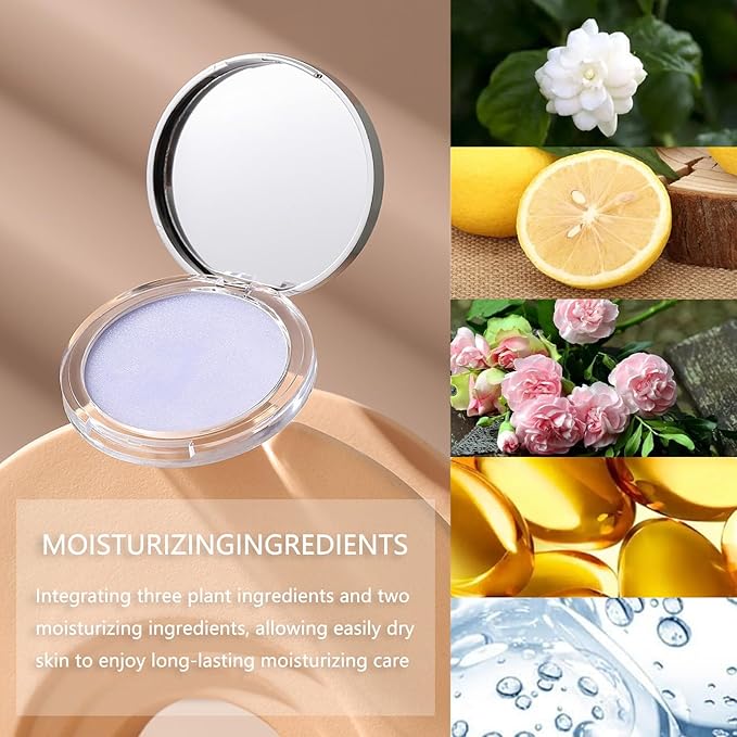 Chillab Lavender Matte Powder,Matte Oil Control Face Pressed Powder,Face Setting Powder with Mini Powder Puff for Silky Flawless Long-Lasting Lightweight Skin-friendly Face Cosmetics (Lavender)-VivaGrace Women