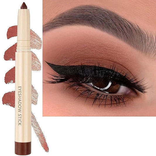 Brown Matte Eyeshadow Pencil, Waterproof Long Lasting Eye Shadow, High Pigment Hypoallergenic Highlighter Stick - Create Multi-Dimensional Eyes Look (17# Cocoa Matte)-VivaGrace Women