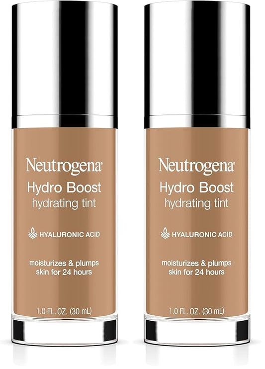 Neutrogena Hydro Boost Hydrating Tint with Hyaluronic Acid, Lightweight Water Gel Formula, Moisturizing, Oil-Free & Non-Comedogenic Liquid Foundation Makeup, 105 Caramel Color 1.0 fl. oz (Pack of 2)-VivaGrace Women