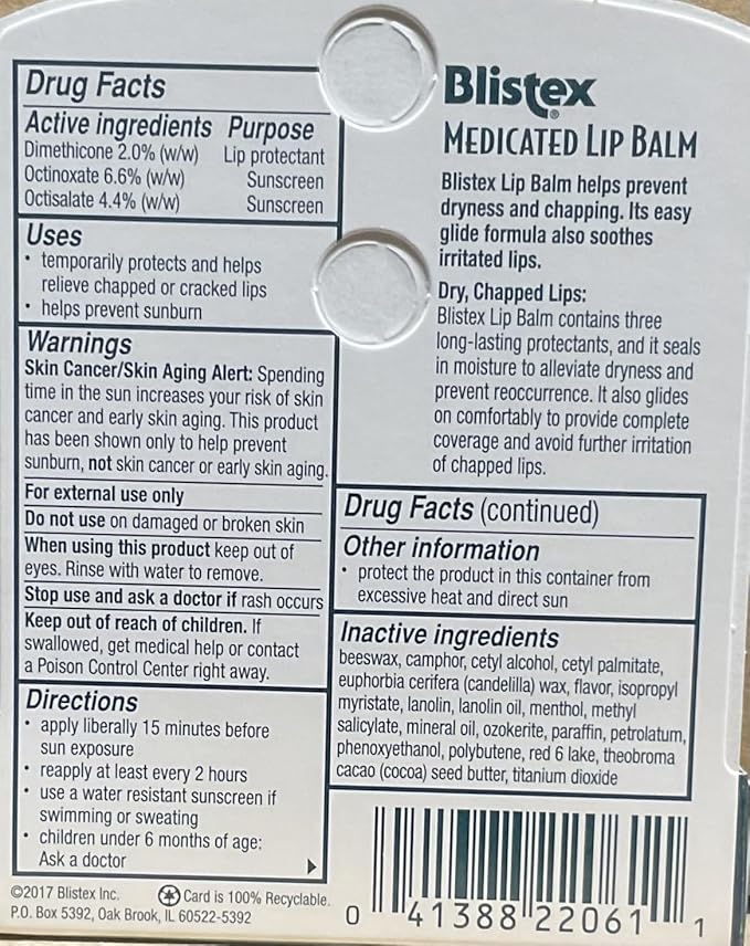 Blistex Medicated Lip Balm with SPF 15 for Dryness, Chapping and Soothes Irritated Lips,0.15 Ounce (Pack of 8)-VivaGrace Women