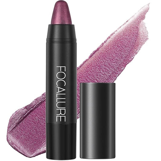FOCALLURE Ultra Chic Metallic Lipstick,Rich Vitamin E Lip Crayon,Lightweight Shinning Color without Drying or Fading,Long Lasting Lips Makeup,#23 Pansy Purple-VivaGrace Women