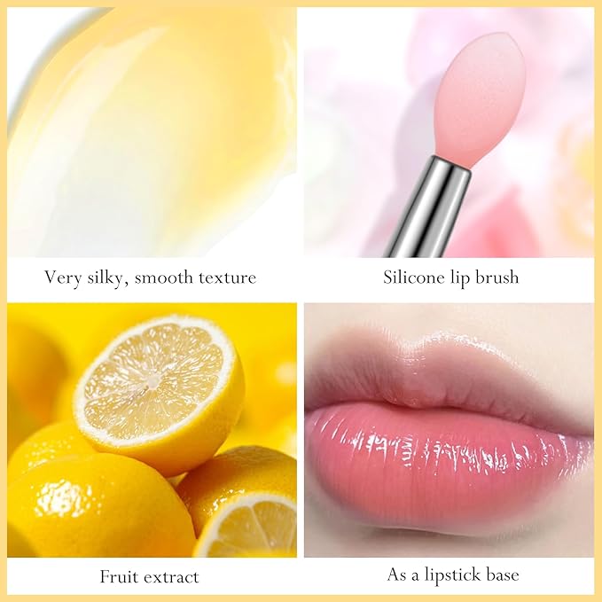 2Pc Jelly Lip Mask Overnight,Fruity Lemon Lip Sleeping Mask Day Night Repair Kawaii Lip Balm Hydrate Plump Dry Lip Scrubs Exfoliator,Lip Care Lip Moisturizer with Collagen-Lemon-VivaGrace Women