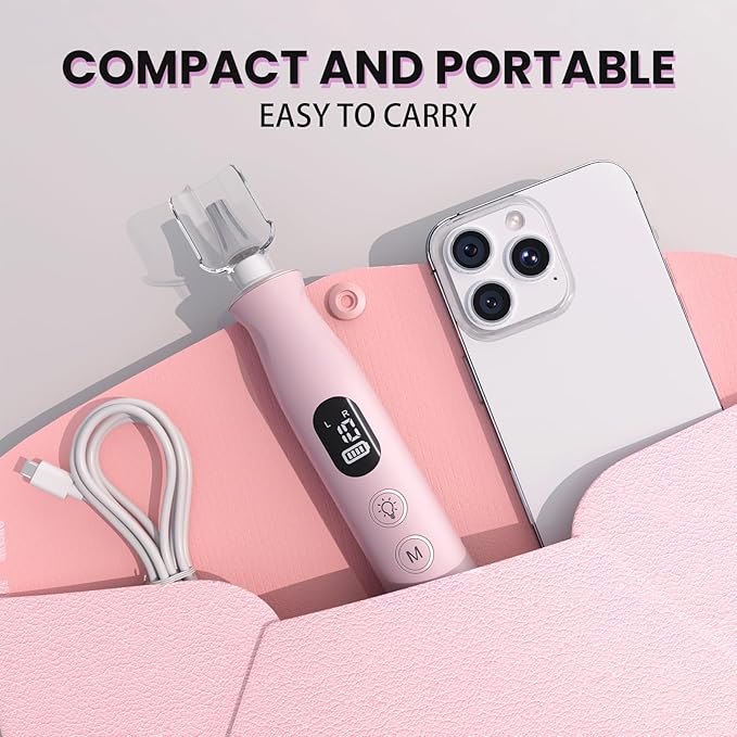 Electric Nail Drill, Cordless 2000 mAh Rechargeable Portable Nail File 12 in 1 Kit for Thick Toenails, 10 Speeds Nail Dril Machine Professional Manicure Pedicure for Hand Natural Nails Care (Pink)-VivaGrace Women