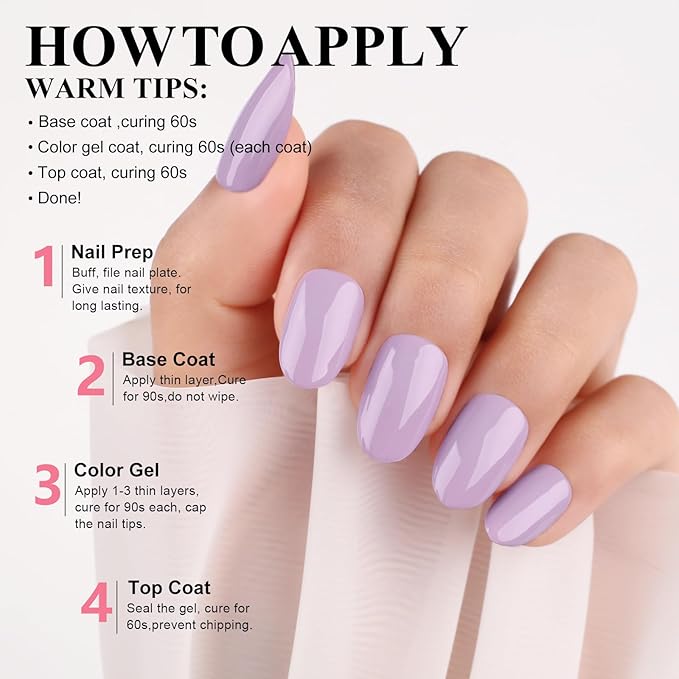 Imtiti Purple Gel Nail Polish, Lavender Purple Color Gel Polish, 0.5 Fl Oz