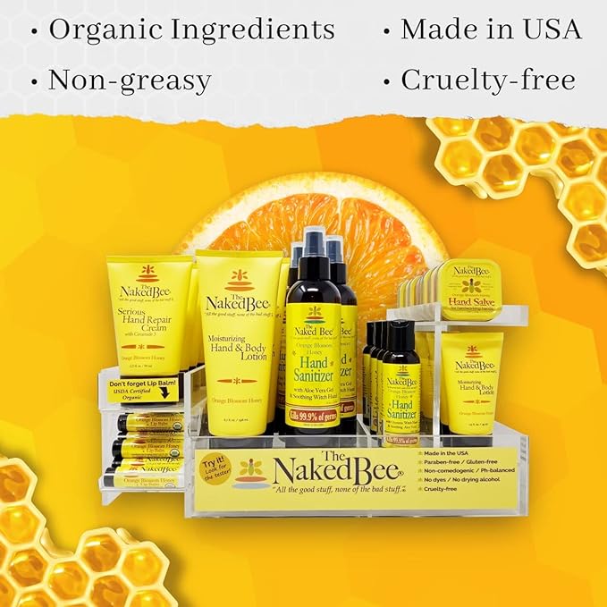 The Naked Bee Lip Balm Sampler, Coconut & Honey, Orange Blossom Honey, Pomegranate & Honey, Grapefruit Blossom Honey, Lavendar & Beeswax Absolute-VivaGrace Women