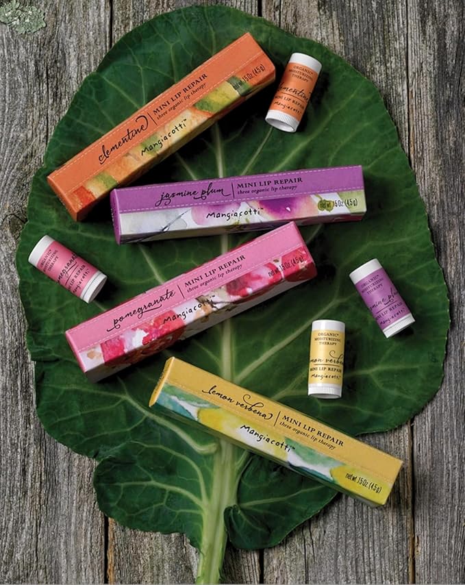 Lip Balm Moisturizing Repair Sticks for Soft Lips Organic Beeswax Mini Balms, 3-Pack, Pomegranate-VivaGrace Women