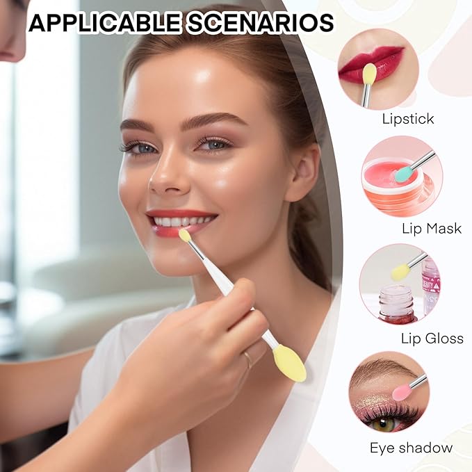 Unaone Lip Scrub Brush - 3 PCS Dual-ended Lip Scrubber Exfoliator and Silicone Lip Brush, 2-in-1 Silicone Lip Scrub Tool Lip Mask Applicator, Gentle Exfoliator & Applicator for Soft-VivaGrace Women
