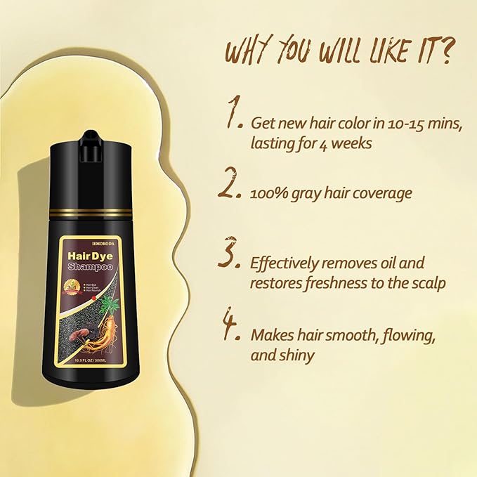 Coffee Hair Dye, Hair Dye Shampoo for Men and Women, Hair Color Shampoo For Home Use, Shampoo Para Canas, Hair Dye Shampoo 3 in 1, 16.9 Fl Oz (Coffee)-VivaGrace Women