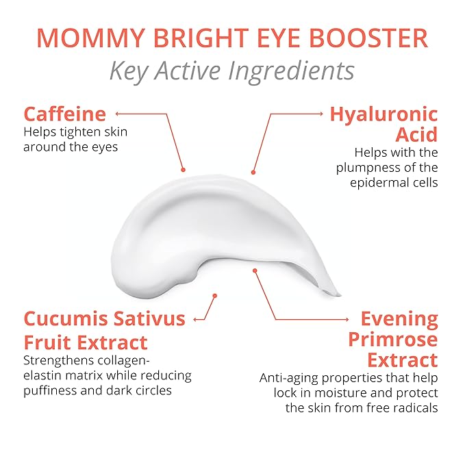 Skincare Mommy Bright Eye Booster 4 in 1 Cream for Dark Circles and Puffiness Under Eyes, Fine Lines and Wrinkles Eye Cream, Safe to Use During Pregnancy and Nursing 0.5oz-VivaGrace Women