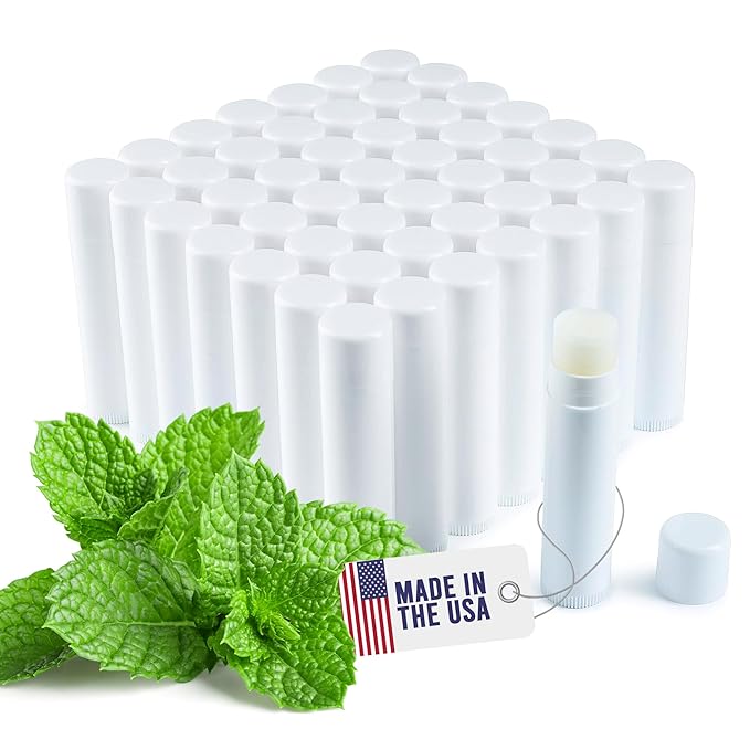 Lip Balm Bulk Unlabeled - Made in USA Bulk Chapstick - Natural Ingredients Vitamin E Shea Butter - Custom Chapstick Bulk For Party & Wedding Favors (50 Count, Peppermint)-VivaGrace Women
