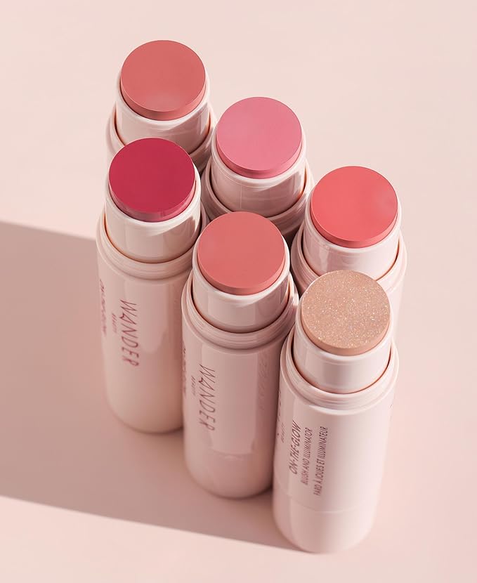 Wander Beauty On-the-Glow Blush and Illuminator - Bare/Nude Glow - 7-in-1 Hydrating Cream Blush & Highlighting Stick - Stick Blush for Cheeks, Lip, Face & Body - Highlighter Makeup & Blush - 0.4 oz-VivaGrace Women