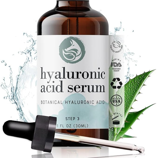 Hyaluronic Acid Face Serum - Hydrating Anti Wrinkle Anti Aging Facial Serum - With Vitamin C and E, Green Tea, Jojoba Oil - Natural and Organic - 1 Oz by Foxbrim Naturals-VivaGrace Women